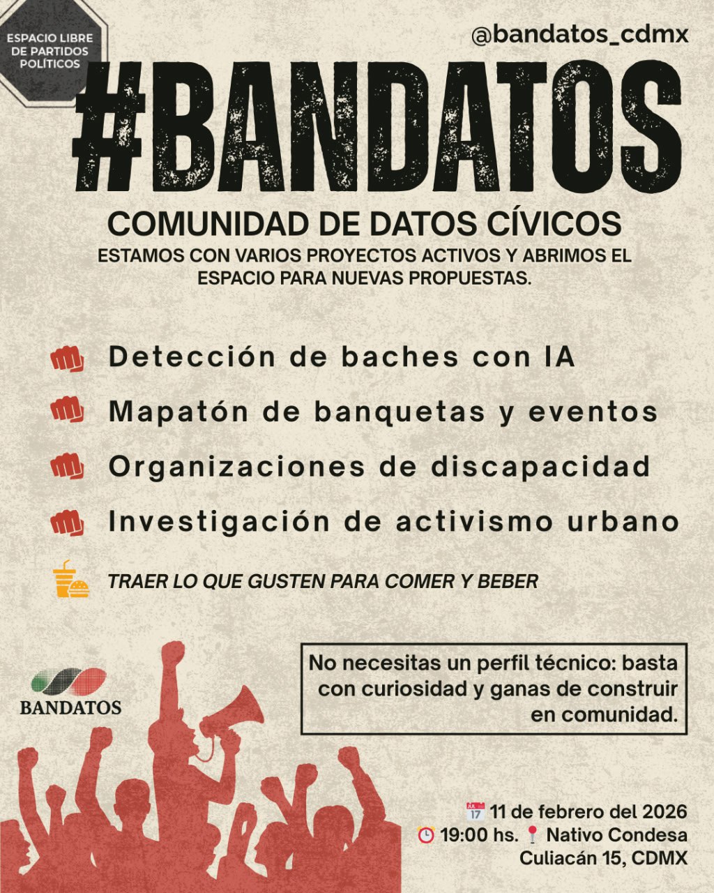 Flyer Convocatoria #Bandatos Febrero