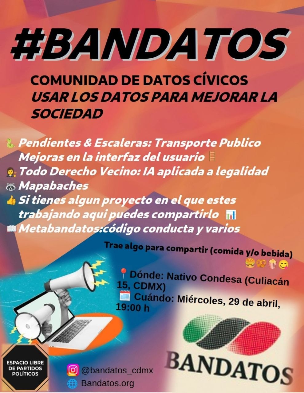 Flyer Convocatoria #Bandatos Abril