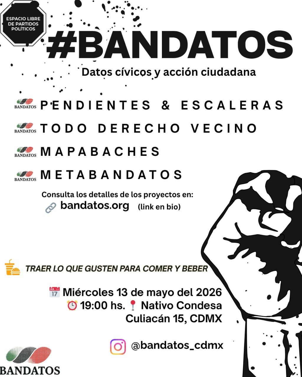 Flyer Convocatoria #Bandatos 13 Mayo