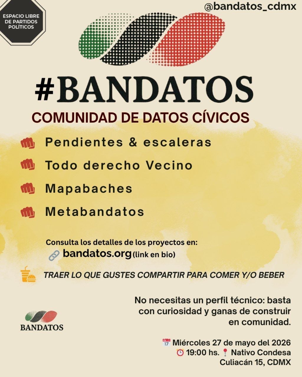 Flyer Convocatoria #Bandatos 27 Mayo